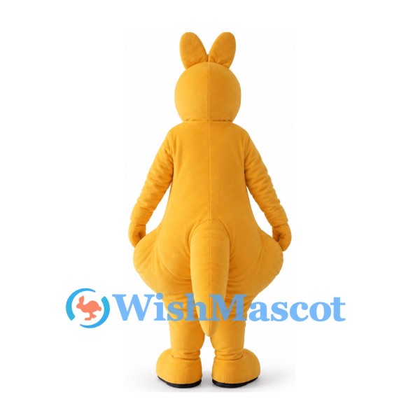 Golden Kangaroo Mascot Costume with White Chest and Long Tail