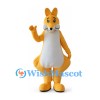 Golden Kangaroo Mascot Costume with White Chest and Long Tail