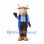 Brown Bull Mascot Costume with Checked Shirt and Blue Vest