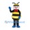 Yellow Bee Mascot Costume with Red Bow Tie and Blue Gloves