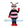Pink Bee Mascot Costume with Flower Headband and Red Gloves