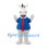 Horse Mascot Costume in White with Blue Shirt and Red Tie