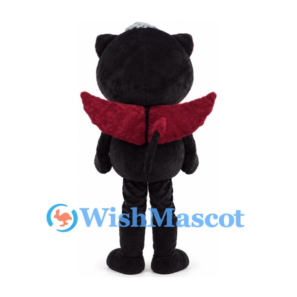 Vampire Cat Mascot Costume in Black with Red Eyes and High Collar