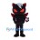 Vampire Cat Mascot Costume in Black with Red Eyes and High Collar