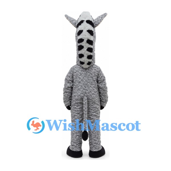 Zebra Mascot Costume in Gray with Black Stripes and White Belly
