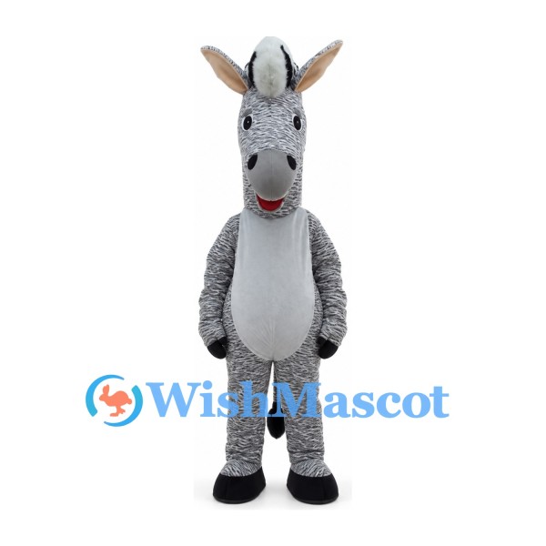 Zebra Mascot Costume in Gray with Black Stripes and White Belly