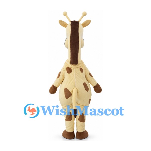 Giraffe Mascot Costume in Tan with Brown Spots and Long Neck