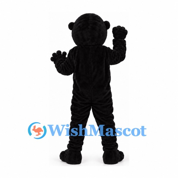 Black Panther Mascot Costume with Open Mouth and Muscular Body