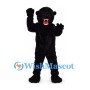 Black Panther Mascot Costume with Open Mouth and Muscular Body