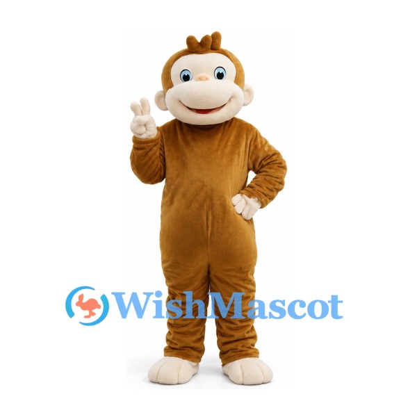 Monkey Mascot Costume in Golden Brown with Cream Face