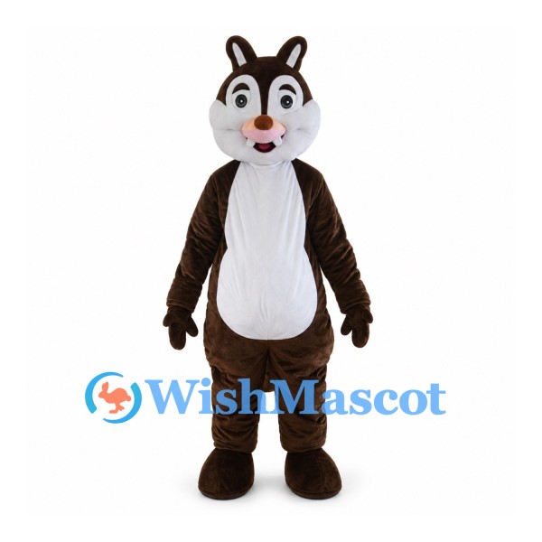 Squirrel Mascot Costume in Brown with White Belly and Long Tail