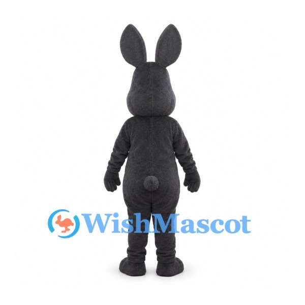 Rabbit Mascot Costume in Dark Gray with Pink Belly and Long Ears
