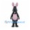 Rabbit Mascot Costume in Dark Gray with Pink Belly and Long Ears