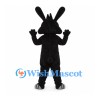 Rabbit Mascot Costume in Black with White Belly and Large Teeth