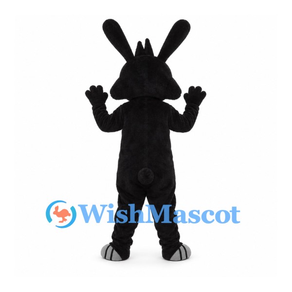 Rabbit Mascot Costume in Black with White Belly and Large Teeth