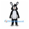 Rabbit Mascot Costume in Black with White Belly and Large Teeth