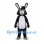 Rabbit Mascot Costume in Black with White Belly and Large Teeth