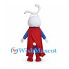 Superhero Rabbit Mascot Costume with Blue Suit and Red Cape