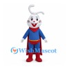 Superhero Rabbit Mascot Costume with Blue Suit and Red Cape