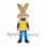 Rabbit Mascot Costume in Brown with Yellow Shirt and Blue Pants
