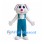 Rabbit Mascot Costume in White with Teal Overalls