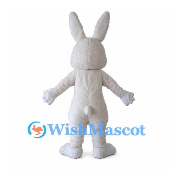 Rabbit Mascot Costume in White with Pink Belly and Long Ears