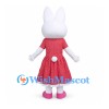Rabbit Mascot Costume with Red Dress and Pink Flower Hair Clip