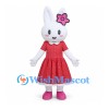 Rabbit Mascot Costume with Red Dress and Pink Flower Hair Clip
