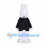Rabbit Mascot Costume with Black Jacket Blue Vest and Yellow Bow Tie