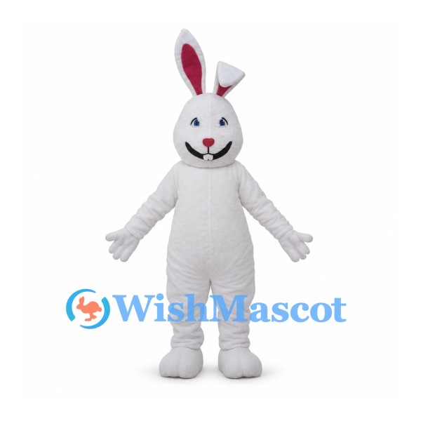 Rabbit Mascot Costume in White with Pink Inner Ears