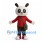 Rabbit Mascot Costume with Red Shirt and Green Shoulder Bag