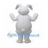 Rabbit Mascot Costume in White with Round Belly and Floppy Ears