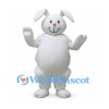 Rabbit Mascot Costume in White with Round Belly and Floppy Ears