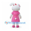 Rabbit Mascot Costume with Pink Dress and Red Hair Bow