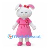 Rabbit Mascot Costume with Pink Dress and Red Hair Bow