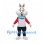 Rabbit Mascot Costume with Red Sleeves Teal Scarf and Black Pants