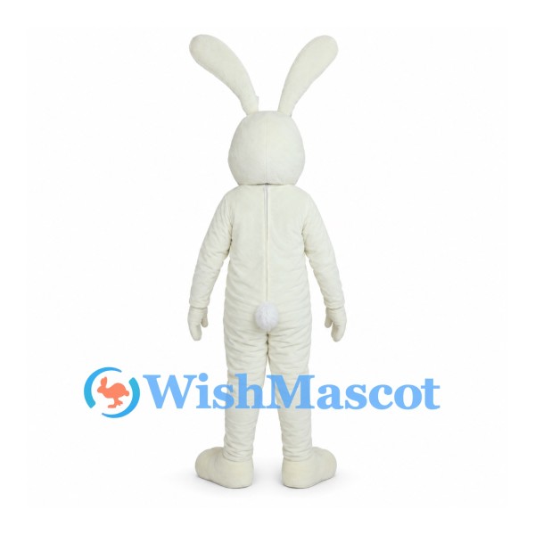 Rabbit Mascot Costume in Cream with Tall Pink Ears