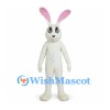 Rabbit Mascot Costume in Cream with Tall Pink Ears