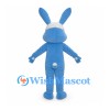 Rabbit Mascot Costume in Blue with White Belly and Red Nose
