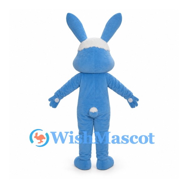 Rabbit Mascot Costume in Blue with White Belly and Red Nose