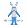 Rabbit Mascot Costume in Blue with White Belly and Red Nose