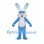 Rabbit Mascot Costume in Blue with White Belly and Red Nose