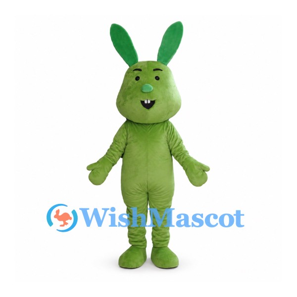 Rabbit Mascot Costume in Green with Tall Ears