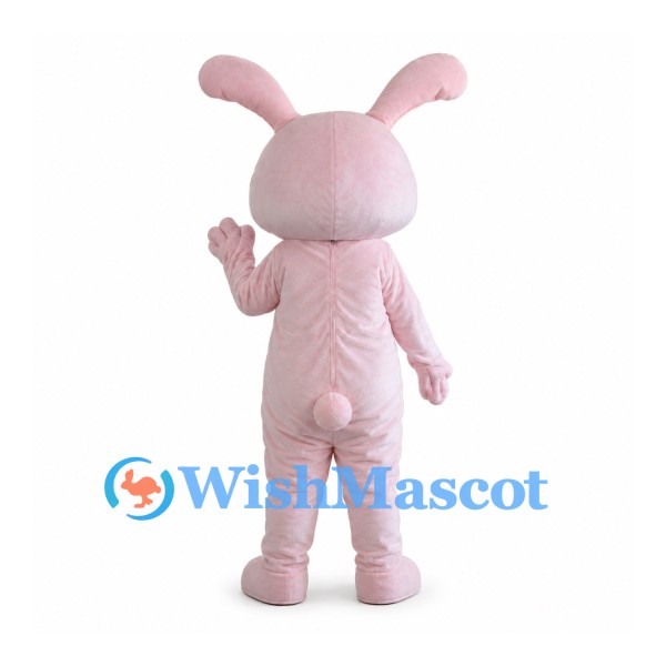 Rabbit Mascot Costume in Pink with Dark Pink Belly