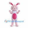 Rabbit Mascot Costume in Pink with Dark Pink Belly