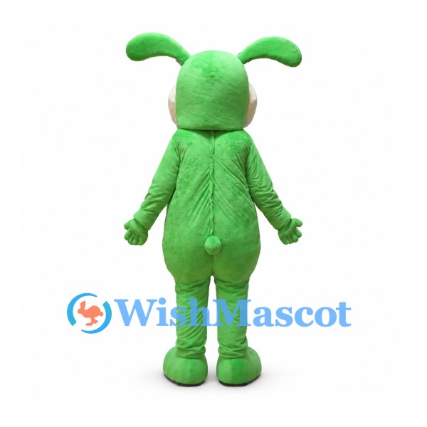 Rabbit Mascot Costume in Green with White Muzzle and Large Teeth