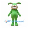 Rabbit Mascot Costume in Green with White Muzzle and Large Teeth