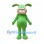 Rabbit Mascot Costume in Green with White Muzzle and Large Teeth