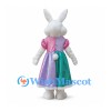 Rabbit Mascot Costume with Multicolor Satin Dress