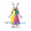 Rabbit Mascot Costume with Multicolor Satin Dress